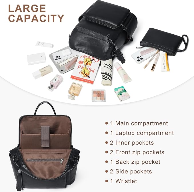 Shrrie Vegan Leather Laptop Backpack - Image 3
