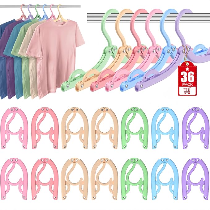 36 Pcs Travel Hangers Portable Foldable Travel Hanger Organizer, Plastic Cruise by Besslly