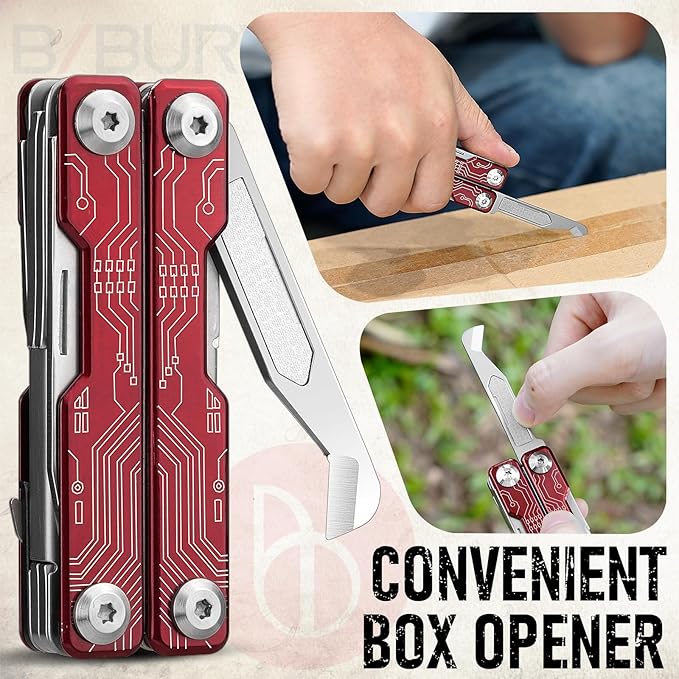 BIBURY Mini Keychain Multitool Scissors BI2061R, 9 in 1 Multitool EDC Scissors - Image 5