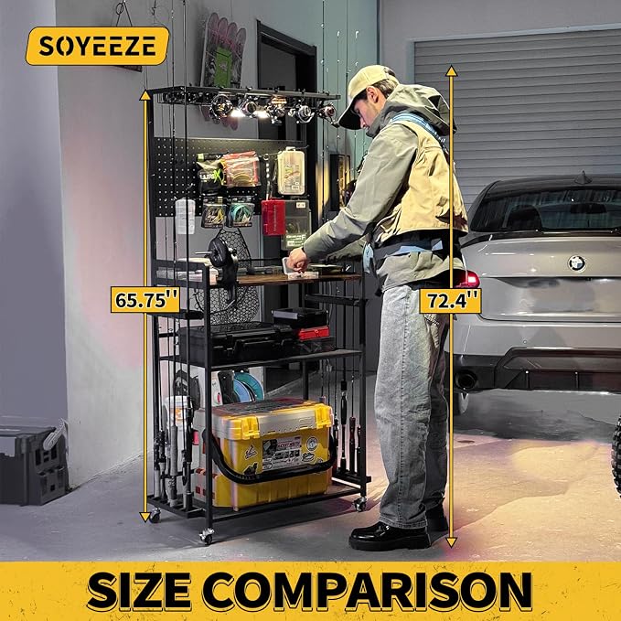 SOYEEZE Fishing Rod Holders for Garage, Fishing Gear Holder for Fishing Rod - Image 4
