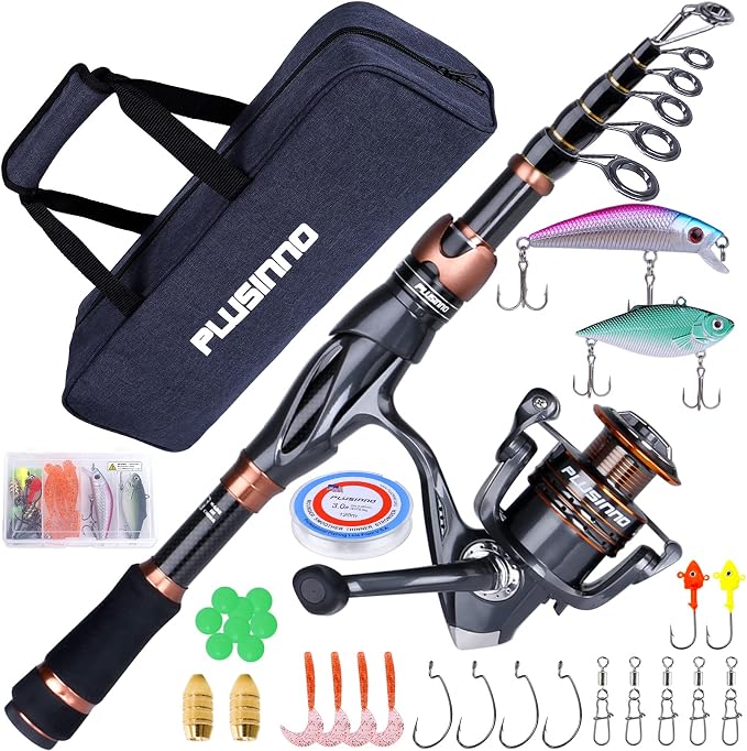 PLUSINNO Fishing Rod and Reel Combos, Bronze Warrior Toray 24-Ton Carbon Matrix by PLUSINNO