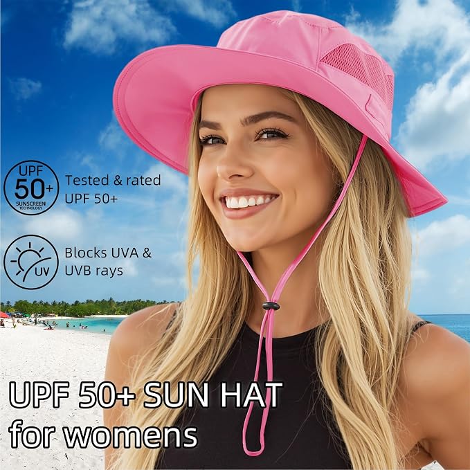 Connectyle Women's UPF 50+ Sun Hat UV Protection Wide Brim Bucket Hat Summer - Image 2