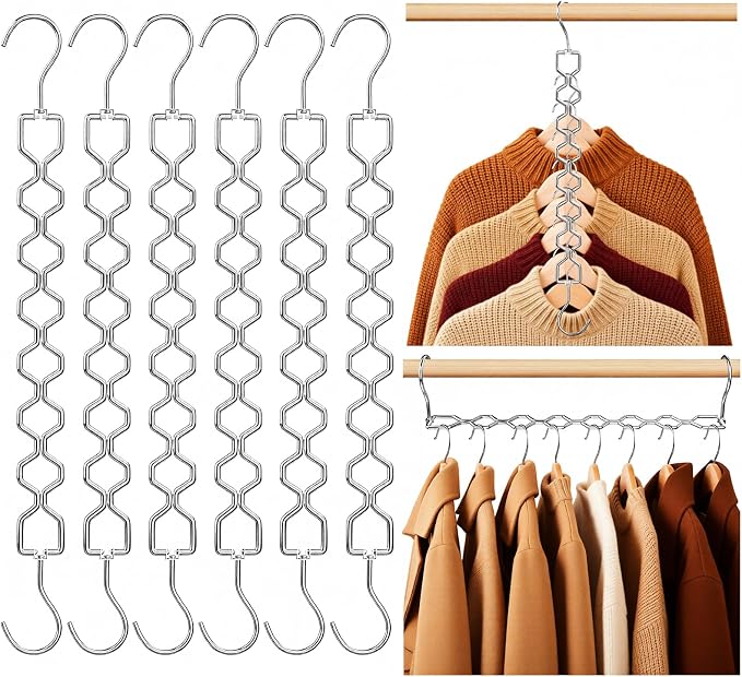 6 Pack Space Saving Hangers for Clothes, Heavy Duty 30Lbs Capacity Magic by Besslly