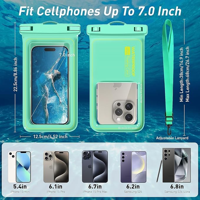Marine IP68 Waterproof Phone Pouch, Floating Waterproof Phone Dry Bag Compatible - Image 2