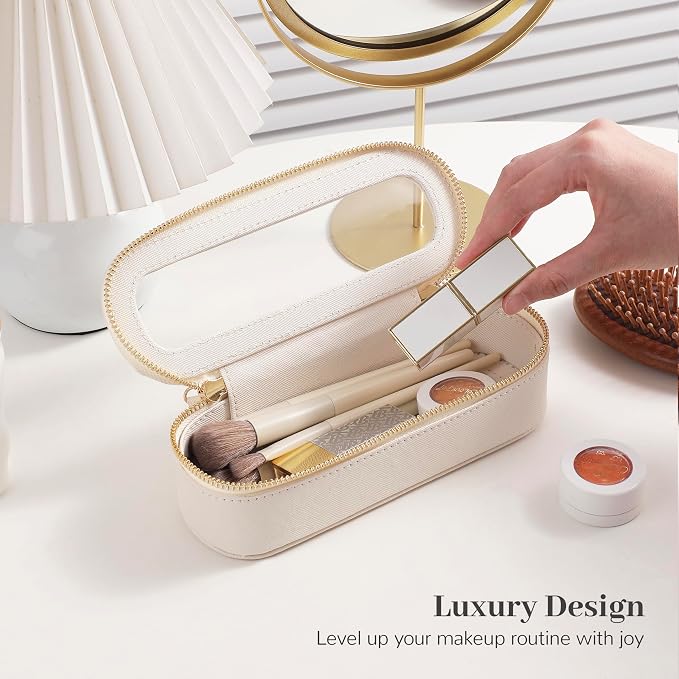 Aveniee Slim Clear Makeup Brush Bag, Small Cosmetic Brush Holder, Mini Toiletry - Image 2