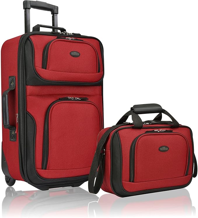 U.S. Traveler Rio Fabric Expandable Carry-on Luggage, Rolling Suitcase by USTraveler