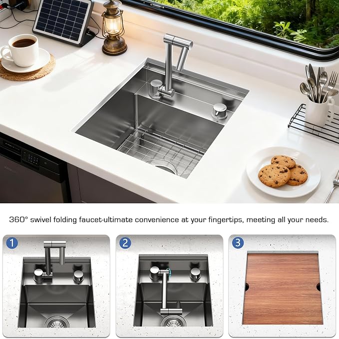 RV Sink 13x15x9, Compact Workstation Bar Sink - Image 2