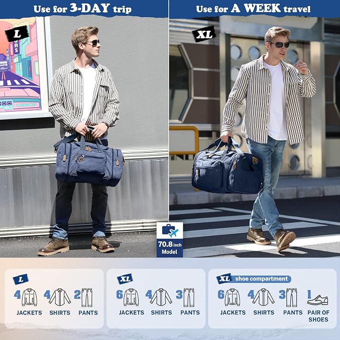Gonex Canvas Duffle Bag for Travel 50L Expandable Duffel Weekend Overnight Bag - Image 10