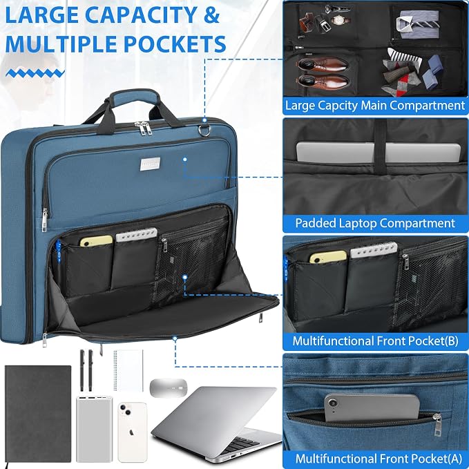 AKOZLIN Travel Luggage Garment Bag Foldable Hanging Suit Bag - Image 5