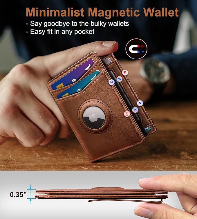 Airtag Wallet for Men- with Money Clip Gift Boxed, Magnetic Closure Slim - Image 4