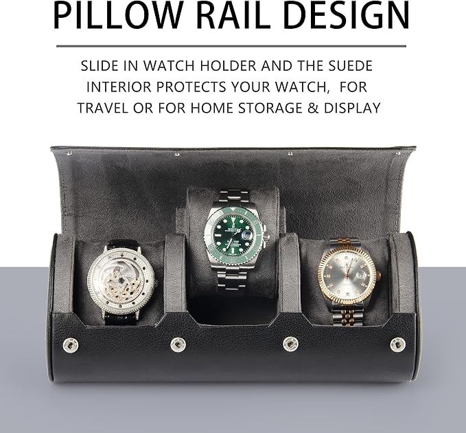 Watch Travel Case for Men: 3 Slot Watch Box Organizer Display Case - Image 3