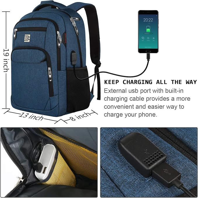 Laptop Backpack, Business Travel Anti Theft Slim Durable Laptops Backpack - Image 3
