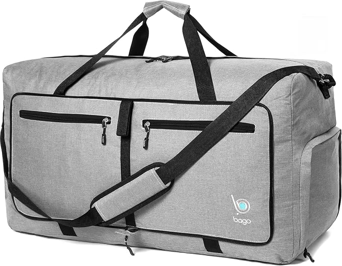 Bago Foldable Duffel Bags for Traveling Women & Men - 60L Medium Packable by BagoTravelBags