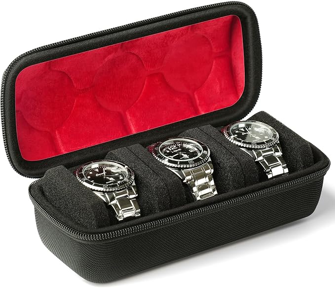 3 slots Watch travel case, Hard watch roll, travel watch case organizer holder by Unknown