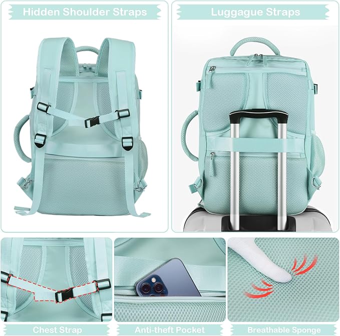 Hanples Large Travel Backpack for Women as Person Item Flight Approved - Image 6