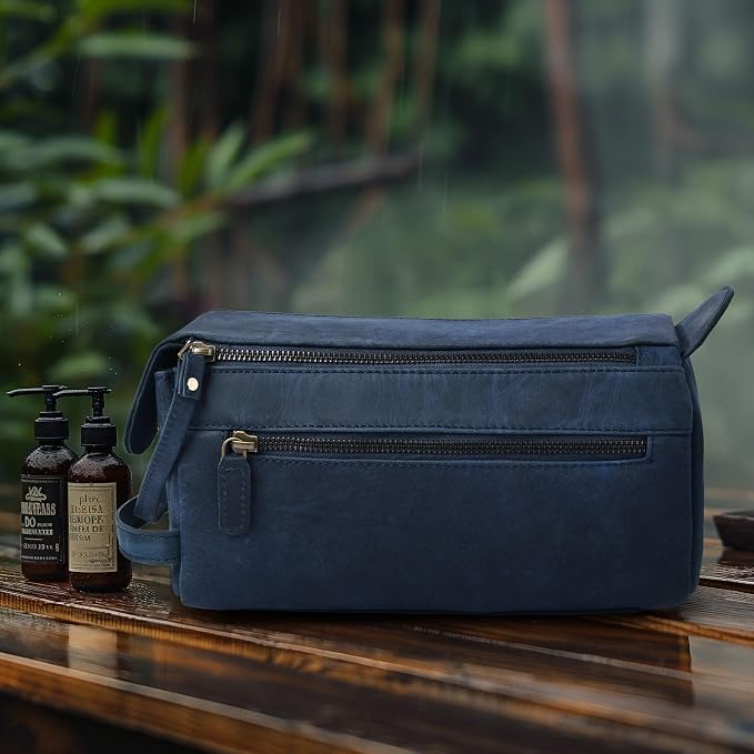 LEATHER VILLAGE Premium Leather Travel Toiletry Bag - Image 8