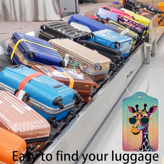 Funny Gunglasses Giraffe Luggage Tag Personalized Luggage Tags - Image 5