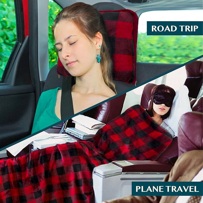 PAVILIA Travel Blanket Pillow, Soft Airplane Blanket 2-IN-1 Combo Set, Plane - Image 5