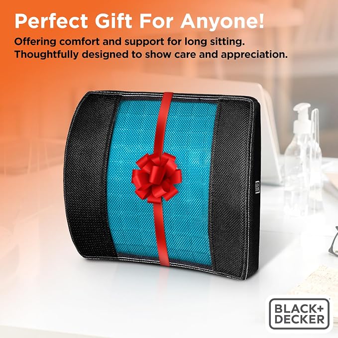 BLACK+DECKER Cooling Gel Lumbar Memory Foam Cushion – Ergonomic Back Support - Image 8