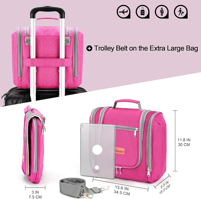Extra Large Toiletry Bag for Women and Men, 6 Organizer Compartments, Holds - Image 6