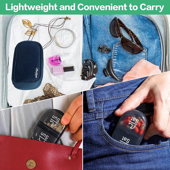 Serfeymi Weekly Travel Pill Organizer 2 Times A Day AM PM Upgraded Black Pill - Image 6