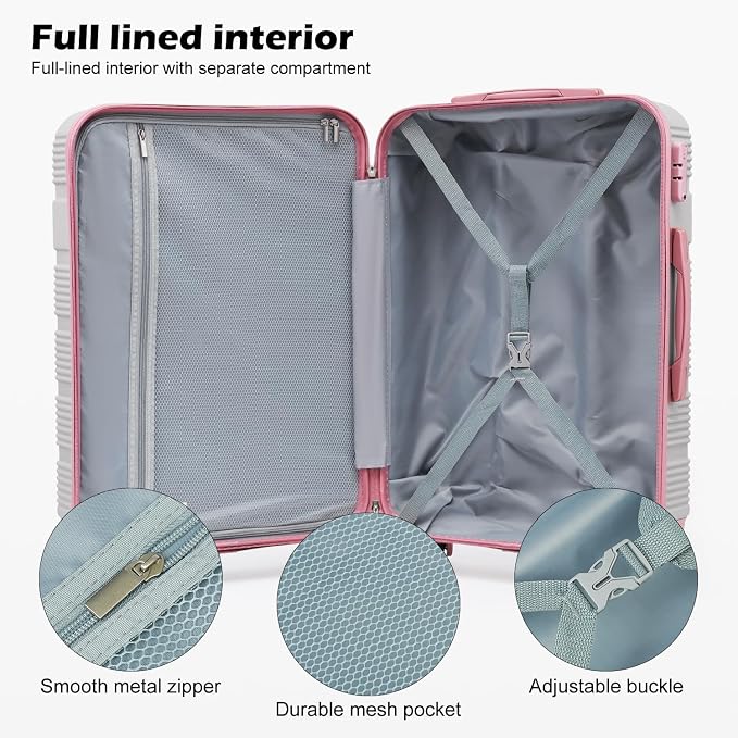 LONG VACATION 3 Piece Carry On Luggage 20 Inch Suitcase - Image 4