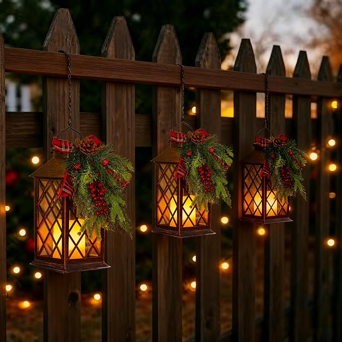 Christmas Solar Lanterns Outdoor, Waterproof Garden Hanging Lanterns, Solar - Image 6
