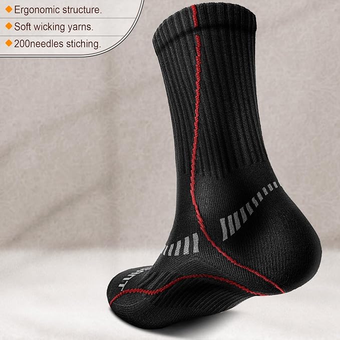 BULLIANT Compression Socks for Men 6Pairs, Athletic Crew Socks Cushioned For - Image 2