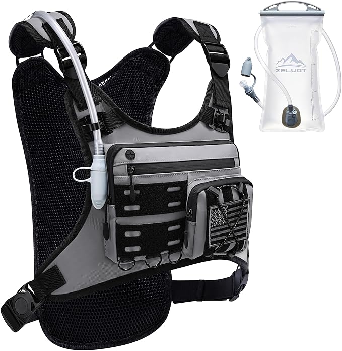 Running Vest with 2L Water Bladder, USA Original Patent, Lightweight Adjustable by Zelvot
