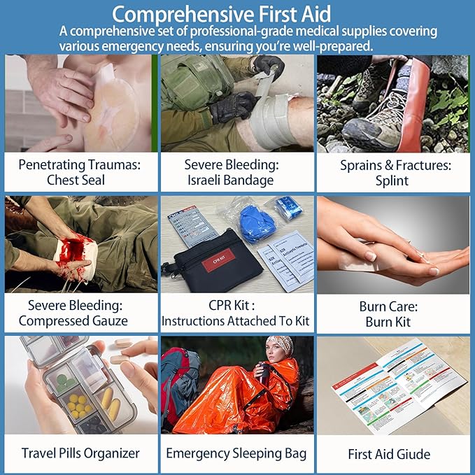 Upgrade Comprehensive Premium First Aid Kit, Labeled Compartments Trauma Kits - Image 5