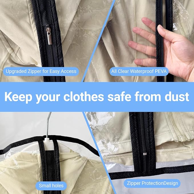 Garment Bags for Hanging Clothes 24'' x 48'' Coat Covers for Closet Foldable - Image 2