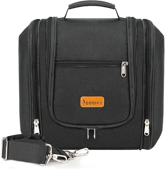 Hanging Travel Toiletry Bag for Women and Men, 6 Organizer Compartments by COOSKY