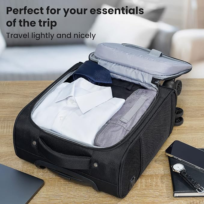 Coolife Underseat Carry On Luggage Suitcase Softside Lightweight Rolling Travel - Image 3