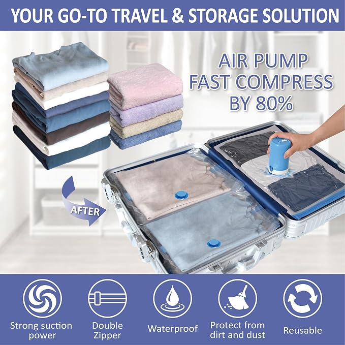 Cozy Essential 15 Pack Travel Vacuum Storage Bags - Image 2