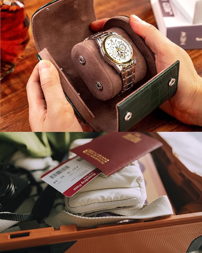 MR.OKAY Single Watch Travel Case-Classic Leather Watch Case - Image 6