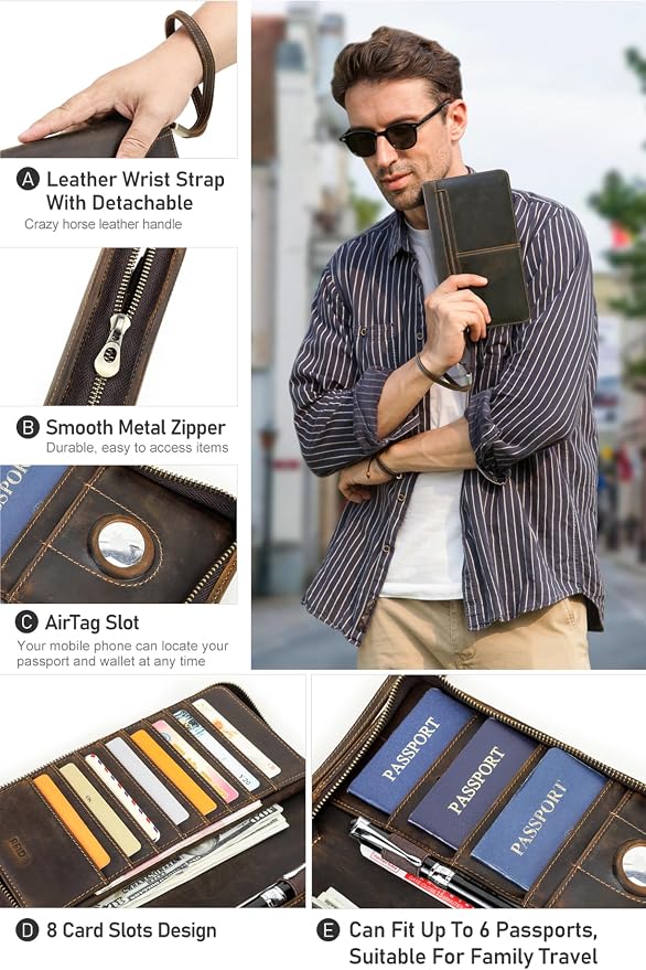 Top Grain Leather Travel Passport Wallet Organizer Case - Image 6