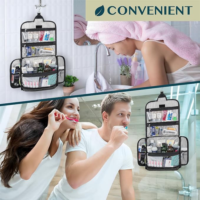 PAVILIA Large Hanging Toiletry Bag Travel Bag Women Men, Cosmetic Organizer - Image 9