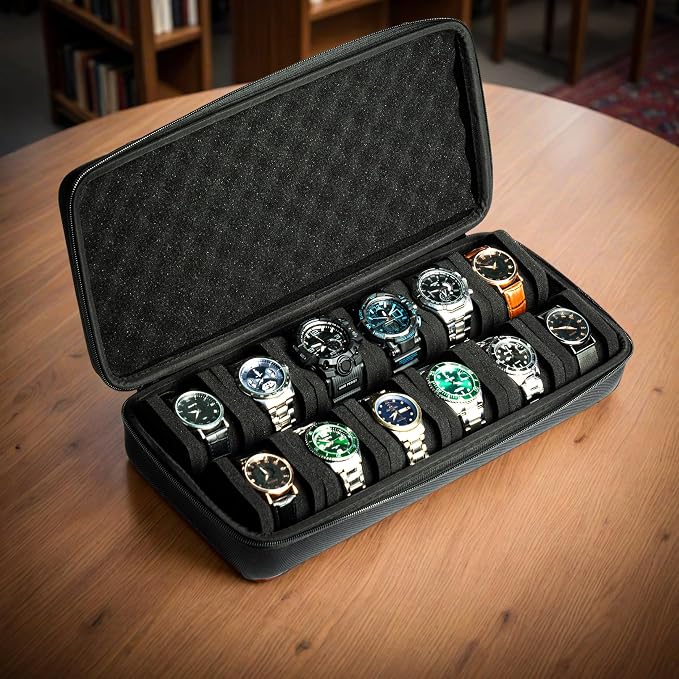 12 slots Watch Case, hard watch travel case, storage box, padded case - Image 3
