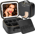 Makeup Travel Train Case with Mirror LED Light 3 Adjustable Brightness Cosmetic by Extrei+Gent