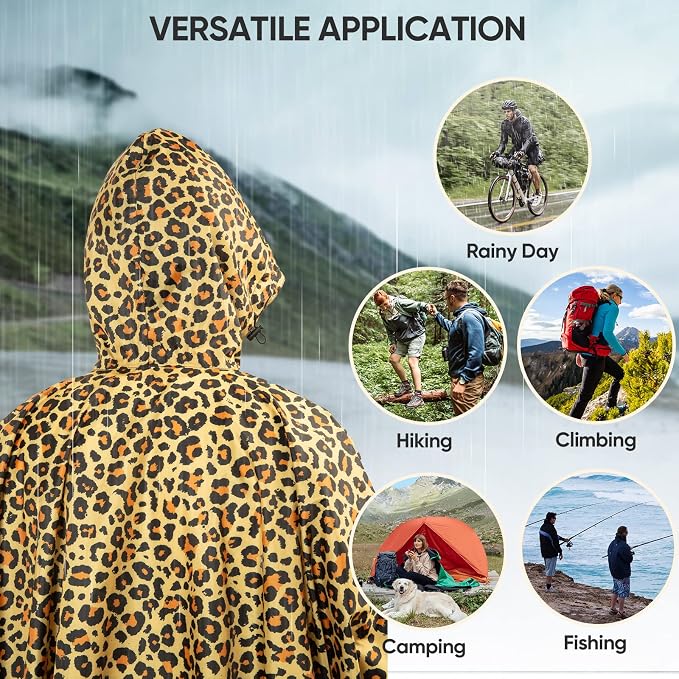 PTEROMY Hooded Rain Poncho for Adult - Image 6