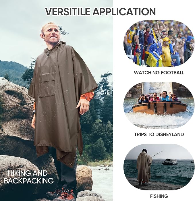PTEROMY Hooded Rain Poncho for Adult - Image 5