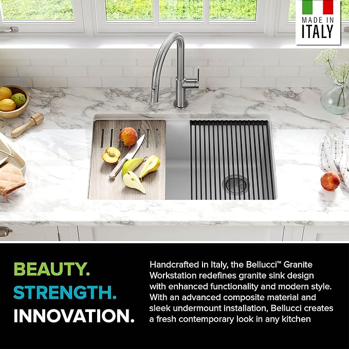 KRAUS Bellucci 30” in. Undermount Workstation Granite Kitchen Sink in White - Image 4