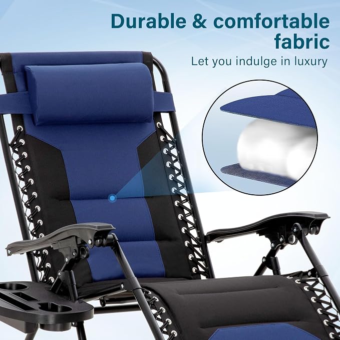 MFSTUDIO Padded Zero Gravity Chair Set of 2, Folding Patio Lounge Recliner - Image 4