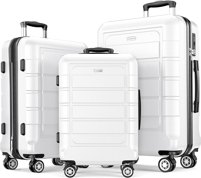 SHOWKOO Luggage Sets Expandable PC+ABS Durable Suitcase Sets Double Wheels TSA by SHOWKOO