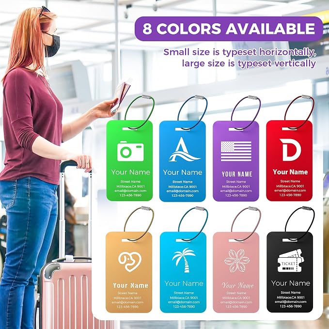 Personalized Luggage Tags, Custom Luggage Tags 4 Pack TSA Approved Double Sided - Image 6