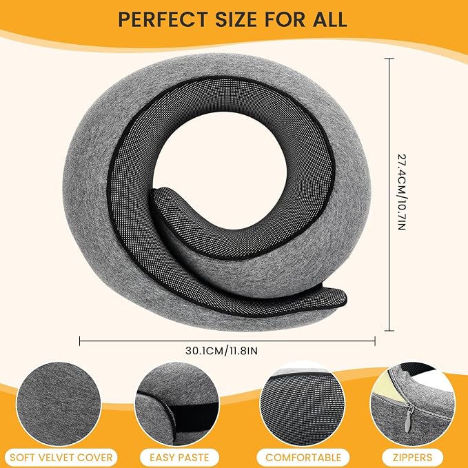 Neck Pillow, Travel Pillow uses Memory Foam to Support Neck Comfort, Ideal - Image 3