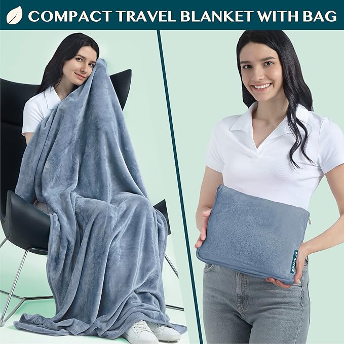 PAVILIA Travel Blanket Pillow, Soft Airplane Blanket 2-IN-1 Combo Set, Plane - Image 2