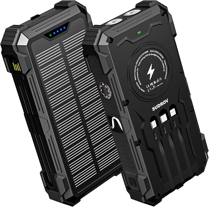 Solar Charger Power Bank, 42800mAh Wireless Portable Charger by Sudrov