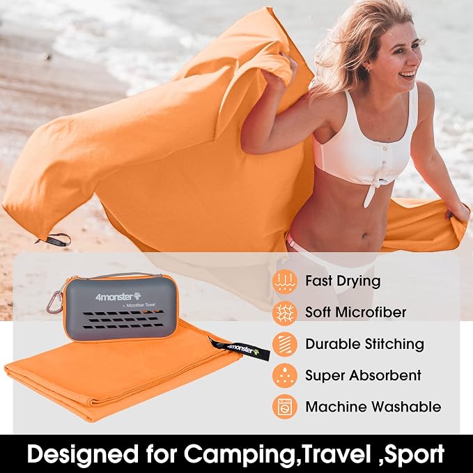 4Monster Camping Towels Super Absorbent, Fast Drying Microfiber Travel Towel - Image 2