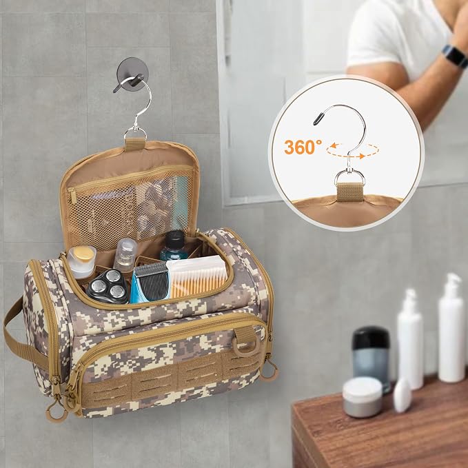 Tactical Toiletry Bag for Men, Hanging Hygiene Bag, Travel Dopp Kit Organizer - Image 4